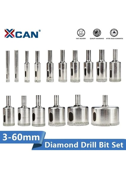 No.8 28 Adet Set Xcan Elmas Kaplı Matkap Ucu 3-60MM Kiremit Mermer Cam Seramik Delik Testere Matkap Elmas Karot Ucu (Yurt Dışından)
