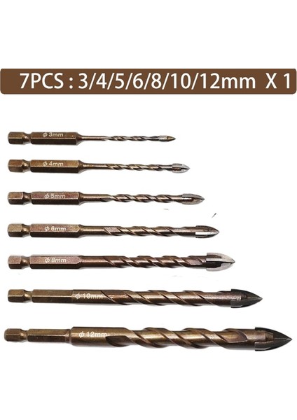 6pcs Set 1 Profesyonel 3-12MM Altıgen Şaft Matkap Ucu Sondaj Camı, Fayans, Beton, Metal Vb. Karbür Matkap Ucu Seti Araçları (Yurt Dışından)