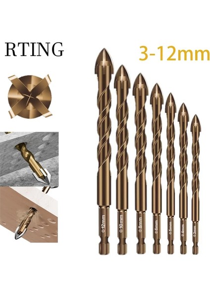6pcs Set 1 Profesyonel 3-12MM Altıgen Şaft Matkap Ucu Sondaj Camı, Fayans, Beton, Metal Vb. Karbür Matkap Ucu Seti Araçları (Yurt Dışından)