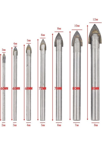 7 Adet 3-12MM 4/6/7 Adet Cam Mermer Porselen Mızrak Kafa Seramik Karo Matkap Uçları Seti Maça Matkap Ucu Seti Seramik Duvar Beton Delik Açıcı (Yurt Dışından) fiyatları