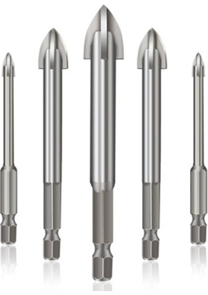 Gümüş Çok Fonksiyonlu Sağlam Siyah Altıgen Kolu Için Üçgen Matkap Için Çapraz Cam/tuğla/plastik 5 Parça 3mm/4mm/5mm/6m (Yurt Dışından)