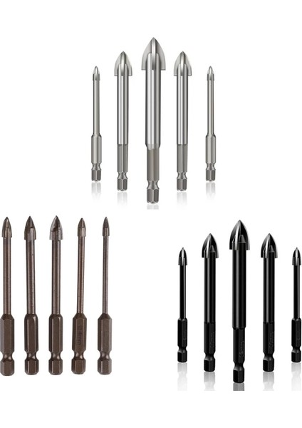 Gümüş Çok Fonksiyonlu Sağlam Siyah Altıgen Kolu Için Üçgen Matkap Için Çapraz Cam/tuğla/plastik 5 Parça 3mm/4mm/5mm/6m (Yurt Dışından) modelleri