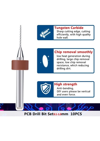 0.35MM 1 Kutu (10 Adet) Xcan Pcb Matkap Ucu 0.1-1.0mm Baskı Devre Kartı Için Tungsten Karbür Mikro Matkap Ucu (Yurt Dışından)