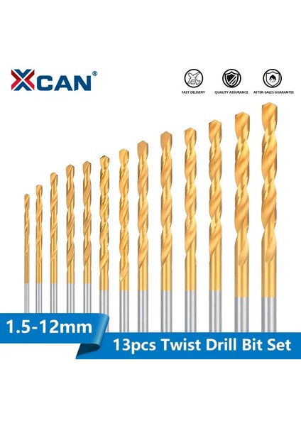 13 Adet D Xcan 13 Adet Büküm Matkap Ucu Seti 1.5-12MM Titanyum Kaplamalı Hss Tabancası Matkap Ucu Metal Ağaç Işleme Aleti Sondaj Araçları (Yurt Dışından)
