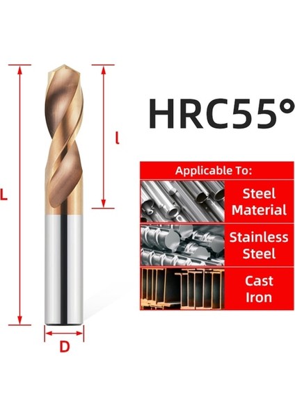 HRC55 3.8mm Tooleye Karbür Matkap Uçları Sert Metal Matkaplar Metal Işleme Cnc Torna Delme Araçları Için Tungsten Çelik Büküm Matkap Ucu 1.0-20.0mm (Yurt Dışından)