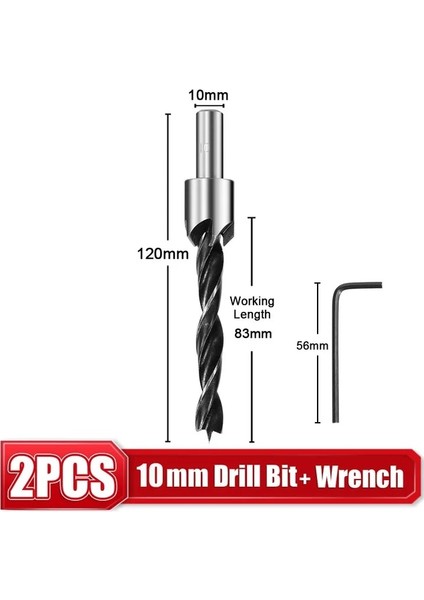 10 mm Gümüş 3-10MM Matkap Ucu Seti Yuvarlak Şaft Titanyum Kaplama Hss Havşa Matkap Ucu Pah Sıkıcı Ağaç Işleme Aleti Hex L Anahtarı ile (Yurt Dışından)