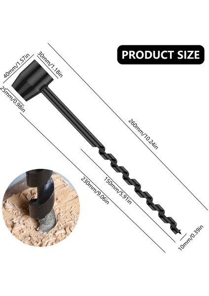 10 x 230MM Bushcraft El Matkap Karbon Çelik Manuel Burgu Matkap Taşınabilir Manuel Survival Matkap Ucu Kendinden Dokunarak Survival Ahşap Yumruk Aracı (Yurt Dışından)