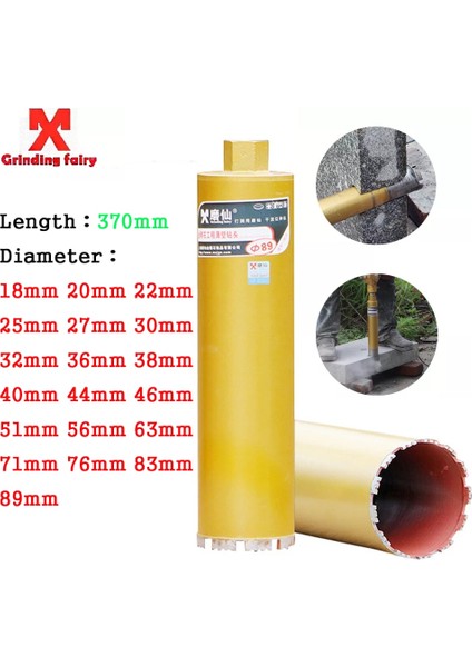 38MM 370MM Mx Elmas Çekirdekli Matkap Ucu 370MM Uzunluk Betonarme Mermer Klima Sondajı M22INTERFACE Taç Tarzı Kesici Kafa (Yurt Dışından)