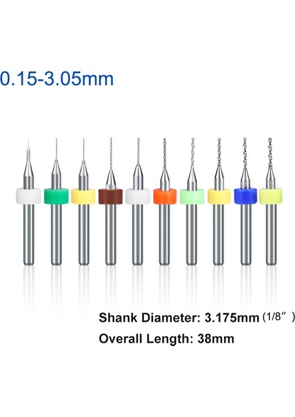 3.05MM 1 Kutu (10 Adet) Xcan 10 Adet 0.15-3.05MM Carbied Pcb Mini Matkap Ucu Baskı Devre Sondaj 3.175MM Shank Pcb Matkap Ucu Seti (Yurt Dışından)