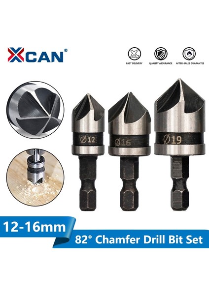 3 Adet Set Xcan 82 Derece Pah Matkap Ucu Seti 12/16/19MM 5 Flüt Ahşap Çalışma Matkap Ucu Kesici Havşa Matkap Ucu Seti (Yurt Dışından)
