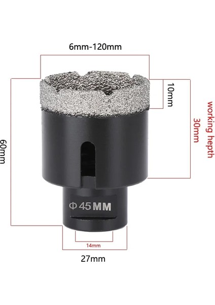 14MM M14 Konu Vakum Lehimli Kuru Elmas Delme Çekirdek Uçları Seramik Karo Delik Testere Granit Mermer Porselen Tuğla Matkap Ucu Araçları 1 Pc (Yurt Dışından)