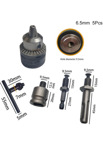 16MM Matkap Chuck Anahtarsız Hızlı Değişim 5 Adet/takım 6.5/10/13/16MM Yedek Adaptör (Yurt Dışından)