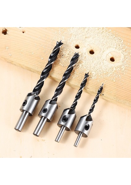 Titanize 4 Adet 3-6mm Newshark Havşa Matkap Ucu Seti Rayba Ağaç Işleme Pah Havşa Pliot Delik Kesici Vida Deliği Matkap 4/5/6/7/8/10MM Hss (Yurt Dışından)