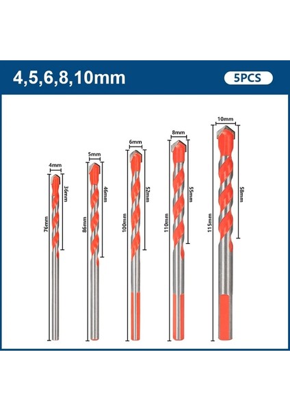 5 Adet 4-10MM Xcan Matkap Ucu Çok Fonksiyonlu Üçgen Matkap Seramik Karo, Beton, Duvar, Metal Ahşap Delme Delik Kesici Cam Matkap Ucu (Yurt Dışından)