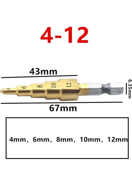 3-12 4-12/20/32MM Hss Titanyum Kaplamalı Adım Matkap Ucu Sondaj Elektrikli El Aletleri Metal Yüksek Hız Çelik Ahşap Delik Kesici Adım Koni Matkap (Yurt Dışından) fiyatları