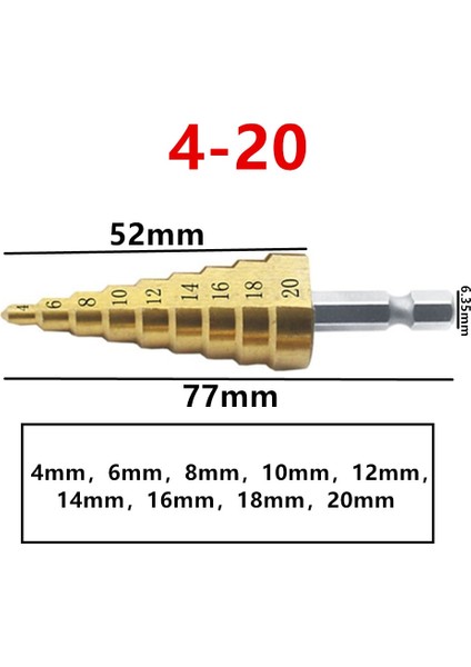 3-12 4-12/20/32MM Hss Titanyum Kaplamalı Adım Matkap Ucu Sondaj Elektrikli El Aletleri Metal Yüksek Hız Çelik Ahşap Delik Kesici Adım Koni Matkap (Yurt Dışından) modelleri