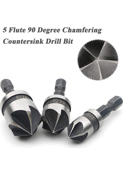 3 Adet 3 Adet Set 12/16/19MM Havşa Sıkıcı Matkap Ucu Seti Ahşap Metal Hızlı Değişim Matkap Ucu Aracı Pah Matkap Aracı (Yurt Dışından)