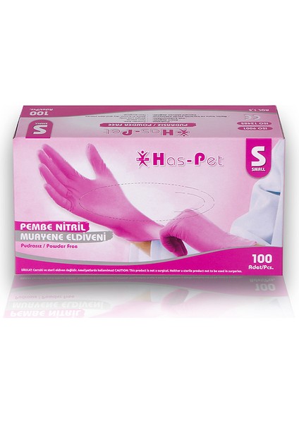 Pembe Nitril Pudrasız Eldiven 1 Koli (20 Adet) Small