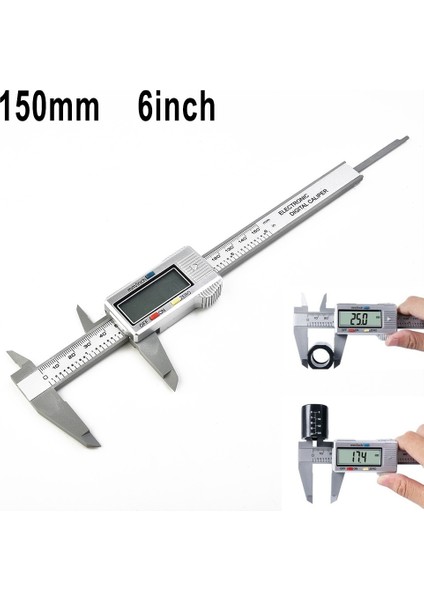 Dijital Kumpas Sürmeli Mikrometre Elektronik Cetvel Ölçer Ölçer 150MM 6 Inç LCD Ekran Elektronik Takı El Sanatları El Aleti (Yurt Dışından)