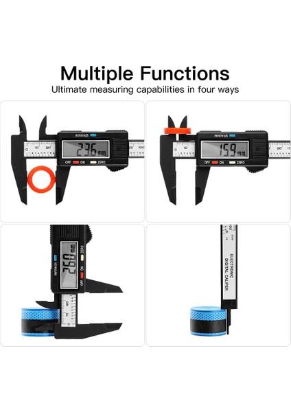 150MM Siyah Dijital Kumpas 6 Inç Elektronik Sürmeli Kumpas 100MM Kaliper Mikrometre Dijital Cetvel Ölçme Aracı 150MM 0.1mm (Yurt Dışından)