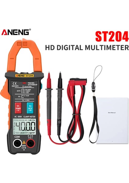ST204 Mavi Dk Aneng ST204 Pens Metre 4000 Sayım Otomatik Dijital Dc/ac Akım Gerilim Test Cihazı Analog Multimetre True Rms Pinza Amperimetrica (Yurt Dışından)