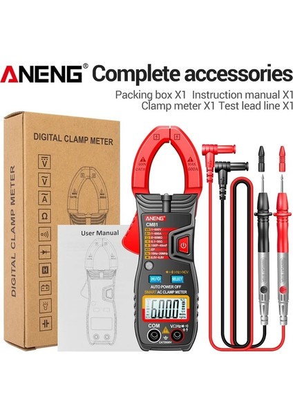 CM81 Kırmızı Aneng CM81 CM80 Dijital Pens Metre Multimetre 600A Ac Akım Test Cihazı Pense Otomatik Aralığı Voltmetre True Rms Direnç Ölçer (Yurt Dışından)