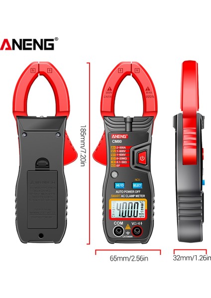 CM81 Kırmızı Aneng CM81 CM80 Dijital Pens Metre Multimetre 600A Ac Akım Test Cihazı Pense Otomatik Aralığı Voltmetre True Rms Direnç Ölçer (Yurt Dışından)