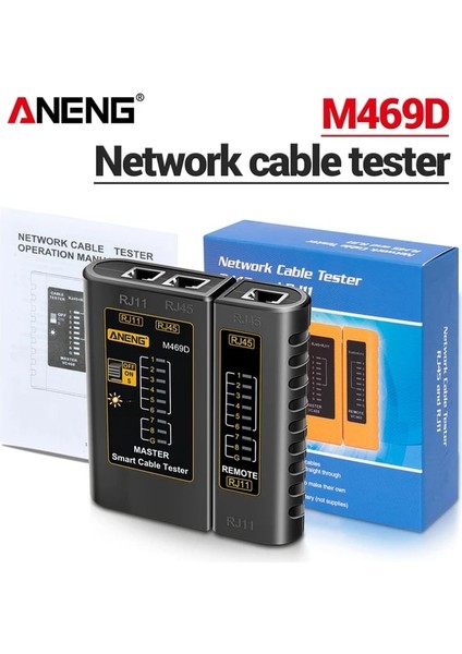 Siyah Aneng M469D RJ45 Kablo Lan Test Cihazı Ağ Kablosu Test Cihazı RJ45 RJ11 RJ12 Cat5 Utp Lan Kablo Test Cihazı Ağ Aracı Ağ Onarımı (Yurt Dışından)