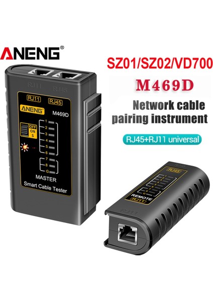 Siyah Aneng M469D RJ45 Kablo Lan Test Cihazı Ağ Kablosu Test Cihazı RJ45 RJ11 RJ12 Cat5 Utp Lan Kablo Test Cihazı Ağ Aracı Ağ Onarımı (Yurt Dışından)