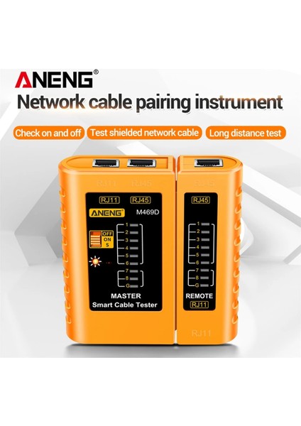 Siyah Aneng M469D RJ45 Kablo Lan Test Cihazı Ağ Kablosu Test Cihazı RJ45 RJ11 RJ12 Cat5 Utp Lan Kablo Test Cihazı Ağ Aracı Ağ Onarımı (Yurt Dışından)