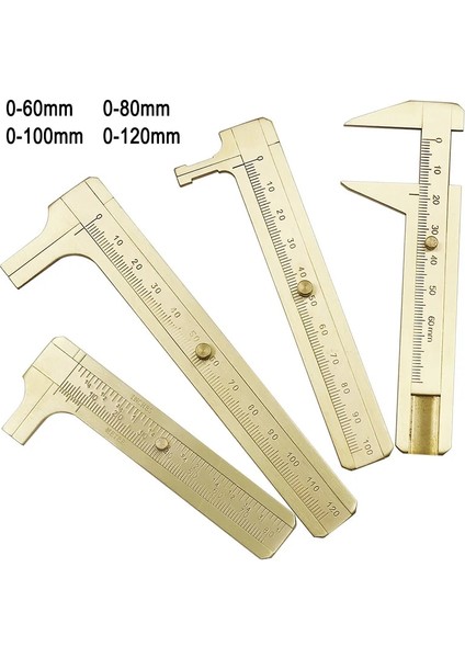 6 Bakır Cetvel Ölçü Ölçüm Aracı Cep 0-180MM Mini Katı Pirinç Sürgülü Gösterge Çift Ölçekli Sürmeli Kumpas Taşınabilir Araç (Yurt Dışından)
