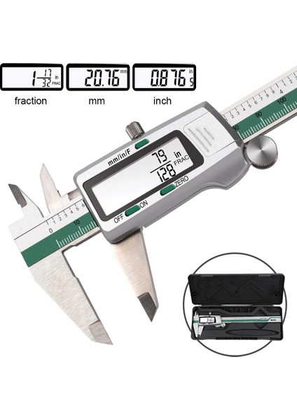 Gümüş 0-150MM 0.01MM Paslanmaz Çelik Yüksek Doğruluk Elektronik LCD Dijital Ekran Slayt Kumpas Sürmeli Cetvel Ölçüm Aralığı 150MM (Yurt Dışından)