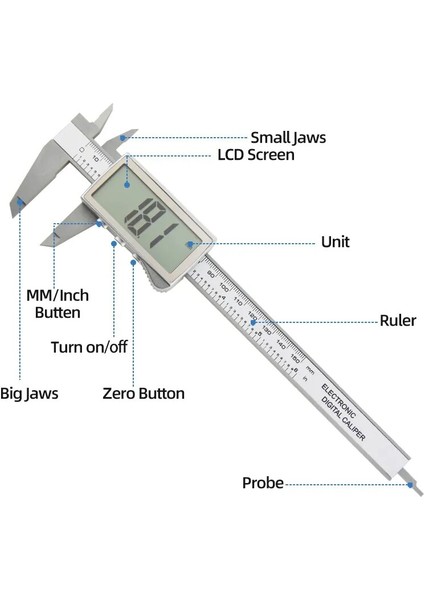 Büyük Ekran BLACK150 Plastik Dijital Kumpas Karbon Fiber Metrik Elektronik Sürmeli Kumpaslar Ağaç Işleme Aletleri Mikrometre Ölçer Ölçüm Aletleri (Yurt Dışından) fiyatları