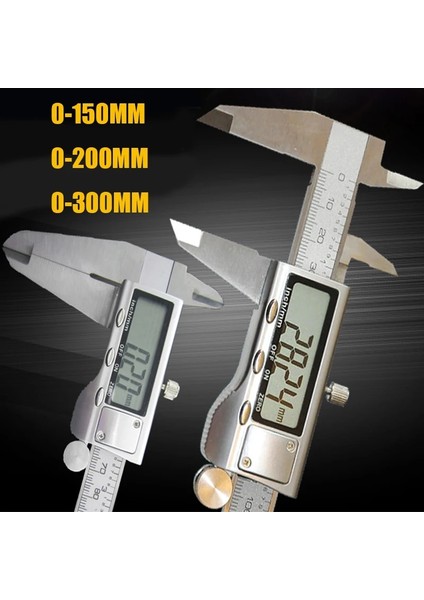 0-150MM Sürmeli 0-150/200/300 Dijital Kumpas Paslanmaz Çelik Sürmeli Kumpas Elektronik Mikrometre Cetvel Derinlik Ölçme Aracı Ölçer Enstrüman (Yurt Dışından)