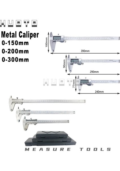 0-150MM Sürmeli 0-150/200/300 Dijital Kumpas Paslanmaz Çelik Sürmeli Kumpas Elektronik Mikrometre Cetvel Derinlik Ölçme Aracı Ölçer Enstrüman (Yurt Dışından)
