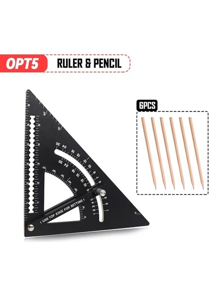 Siyah Set 2 Ağaç Işleme Alaşım Üçgen Cetvel Açı Inç Iletki Çok Açılı Konumlandırma Işaretleyici Marangoz Çizgi Cetvel Ölçme Ölçer (Yurt Dışından)