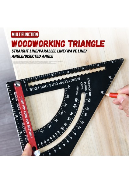 Siyah Set 2 Ağaç Işleme Alaşım Üçgen Cetvel Açı Inç Iletki Çok Açılı Konumlandırma Işaretleyici Marangoz Çizgi Cetvel Ölçme Ölçer (Yurt Dışından) modelleri