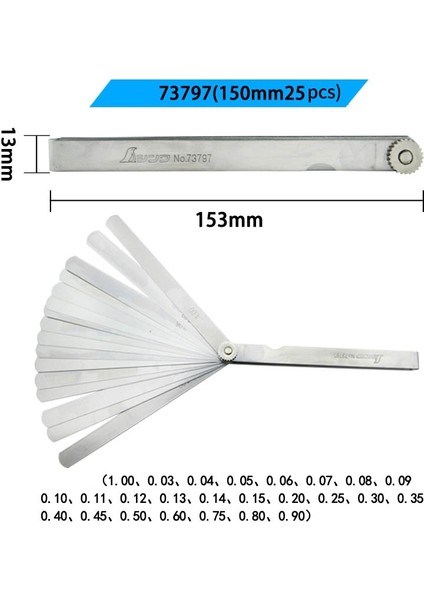 Shınwa Feeler Ölçer Boşluk Cetveli Paslanmaz Çelik Kalın Ölçer Kalınlık Ölçer Yüksek Hassasiyetli 0.02-1.0mm 65MM 25 Adet (Yurt Dışından)