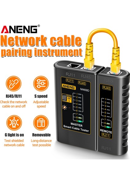 Sarı M469D Kablo Lan Test Cihazı Ağ Kablosu Test Cihazı RJ45 RJ11 RJ12 Cat5 Utp Lan Kablo Test Cihazı Ağ Aracı Ağ Onarımı (Yurt Dışından) modelleri