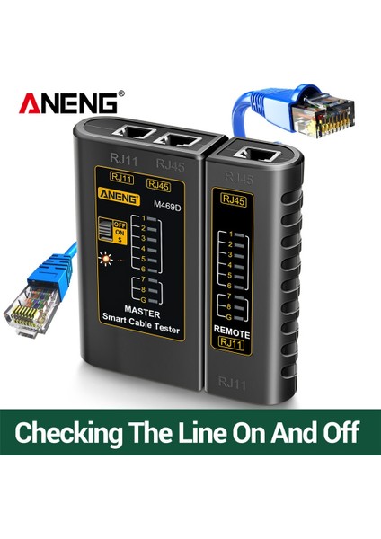 Sarı M469D Kablo Lan Test Cihazı Ağ Kablosu Test Cihazı RJ45 RJ11 RJ12 Cat5 Utp Lan Kablo Test Cihazı Ağ Aracı Ağ Onarımı (Yurt Dışından) fırsatları