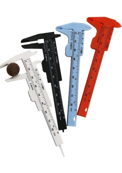 Kırmızı 80MM Mini Plastik Sürgülü Çift Ölçekli Sürmeli Kumpas Derinlik Çapı Ölçü Aracı Ölçüm Cetveli Mikrometre (Yurt Dışından)
