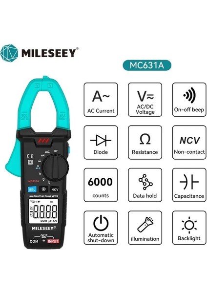 MC631A Mileseey Pens Metre Ac Dc 600A Akım Multimetre True Rms Yüksek Hassasiyetli Akım 10000 Sayım Direnç Test Cihazı (Yurt Dışından)