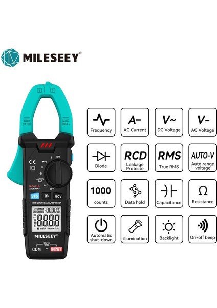 MC631A Mileseey Pens Metre Ac Dc 600A Akım Multimetre True Rms Yüksek Hassasiyetli Akım 10000 Sayım Direnç Test Cihazı (Yurt Dışından)