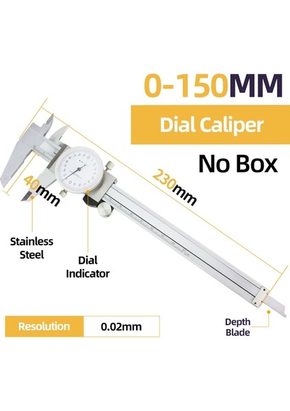 Kadranlı Kumpas Sürmeli Kumpas Metal Kumpaslar Mekanik Mikrometre Cetvel Karbon Çelik Kumpas Ok Çelik Ölçer Derinlik Ölçme Aletleri 0-150MM (Yurt Dışından)