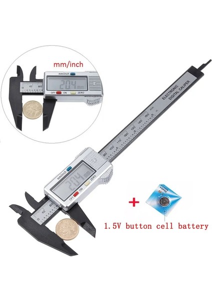 150MM Gümüş Dijital Sürmeli Kumpaslar 150MM 6 Inç LCD Elektronik Karbon Fiber Ölçer Mikrometre Ölçme Aracı Dijital Cetvel 100MM 0.1mm (Yurt Dışından)