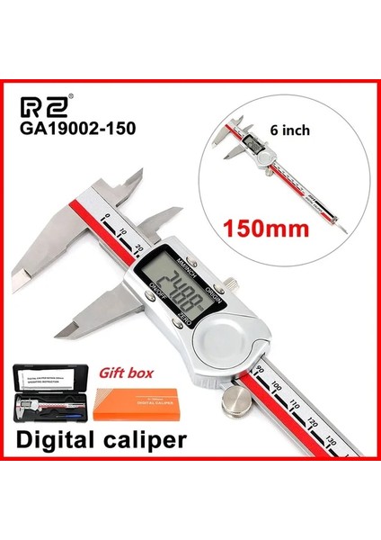 GA19002-150 Rz Sürmeli Kumpas Mini 150MM/6IN Hassas Ölçüm Aracı Paslanmaz Çelik Metal Dijital Sürmeli Kumpas Inç Elektronik Cetvel (Yurt Dışından)