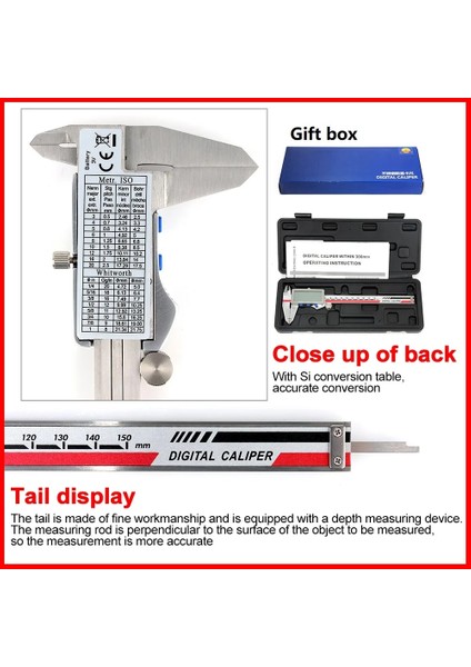 GA19002-150 Rz Sürmeli Kumpas Mini 150MM/6IN Hassas Ölçüm Aracı Paslanmaz Çelik Metal Dijital Sürmeli Kumpas Inç Elektronik Cetvel (Yurt Dışından) modelleri
