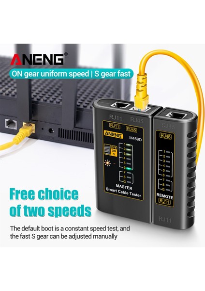 Sarı VD700 Aneng M469D RJ45 Kablo Lan Test Cihazı Ağ Kablosu Test Cihazı RJ45 RJ11 RJ12 Cat5 Utp Lan Kablo Test Cihazı Ağ Aracı Ağ Onarımı (Yurt Dışından)