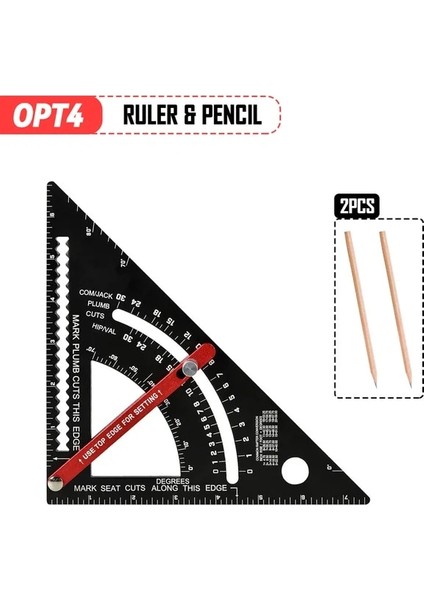 Kırmızı Set 1 Ağaç Işleme Alaşım Üçgen Cetvel Açı Inç Iletki Çok Açılı Konumlandırma Işaretleyici Marangoz Çizgi Cetvel Ölçme Ölçer (Yurt Dışından)