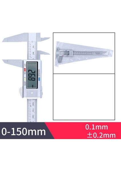Gümüş 150MM Dijital Kumpas Taşınabilir Elektronik Sürmeli Kumpas Elektronik Kumpas Mikrometre Dijital Cetvel Ölçme Aracı 150MM 0.1mm (Yurt Dışından)